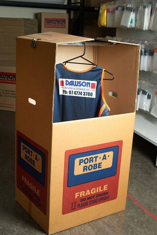 A Shirt In A Box That Says Port A Robe — Dawson Moving & Storage NQ in Mount St John, QLD
