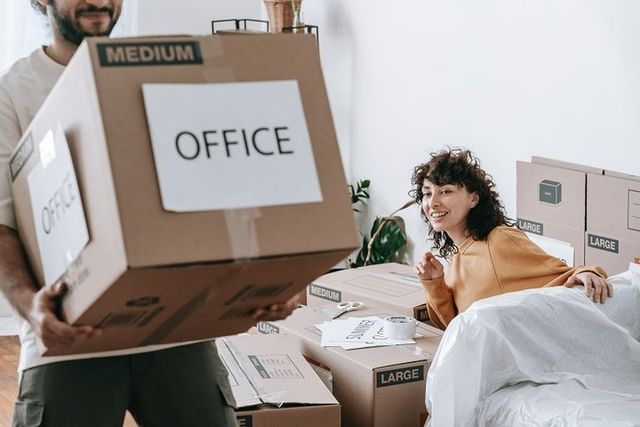 Office Medium And Large Box Using For Relocation Office — Dawson Moving & Storage NQ in Brisbane, QLD
