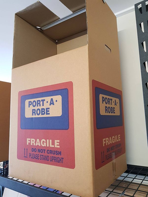 A Cardboard Box That Says Port A Robe And Fragile On It — Dawson Moving & Storage NQ in Mount St John, QLD