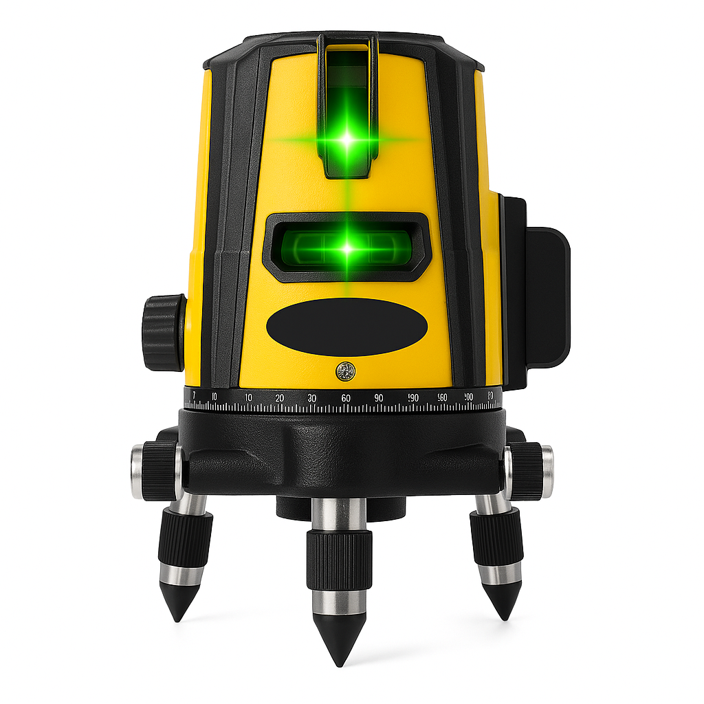 Nível a laser 2 linhas verdes — precisão 1,5 mm, alcance 60 m e ponto de prumada 60 m