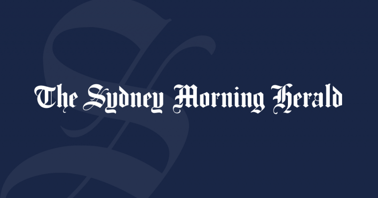 The Sydney Morning Herald logo on a navy blue background.