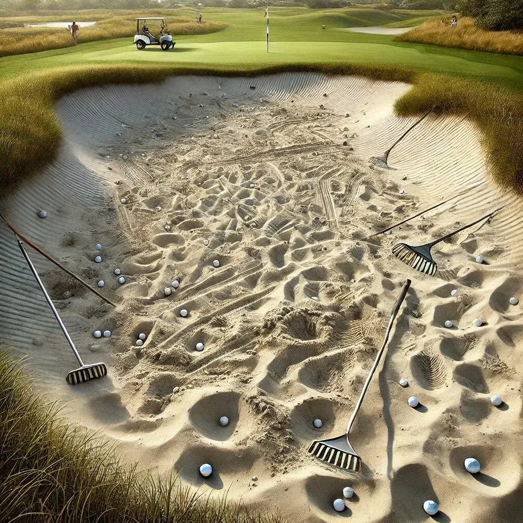 Golf course bunker in shambles.