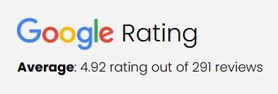 The google rating logo shows the average rating out of 291 reviews.