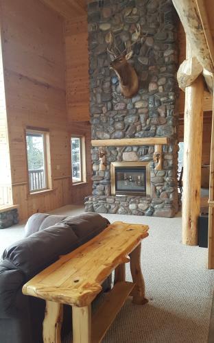 Living room with a fireplace