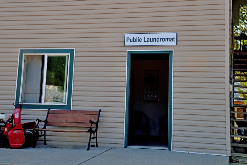 Entrance to a public laundromat