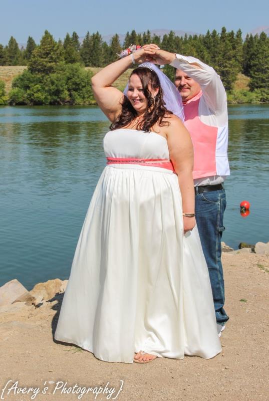Bride and groom dancing