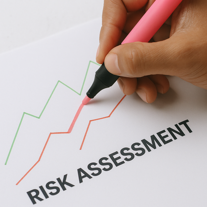 Hand highlighting a red line on a 