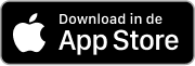 Downloadknop voor de Apple App Store. Wit Apple-logo met de tekst 'Download in de App Store'.