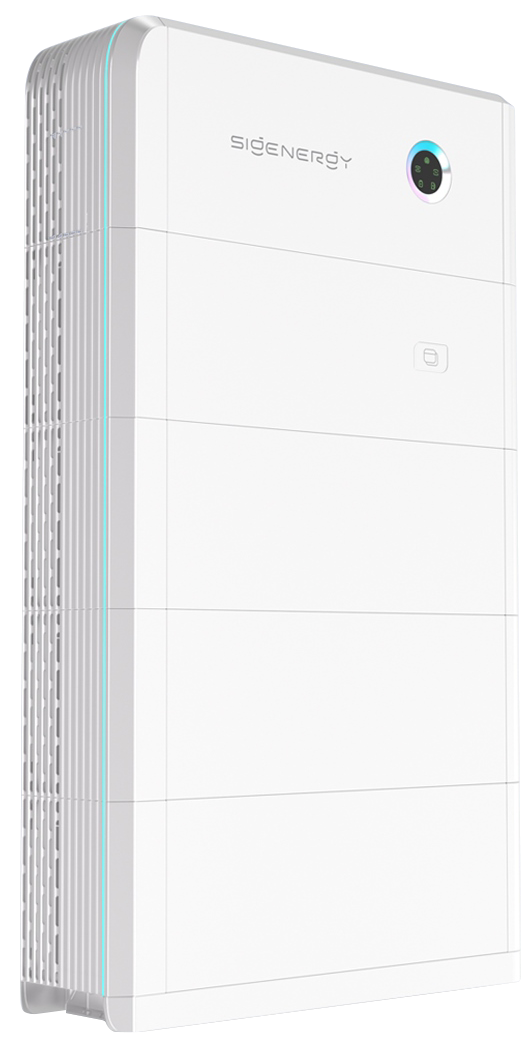 A white air purifier is sitting on a white surface.