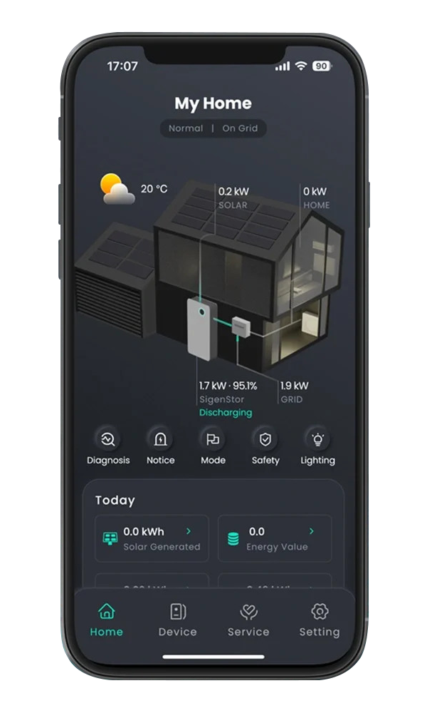 A screenshot of the my home app on a cell phone.