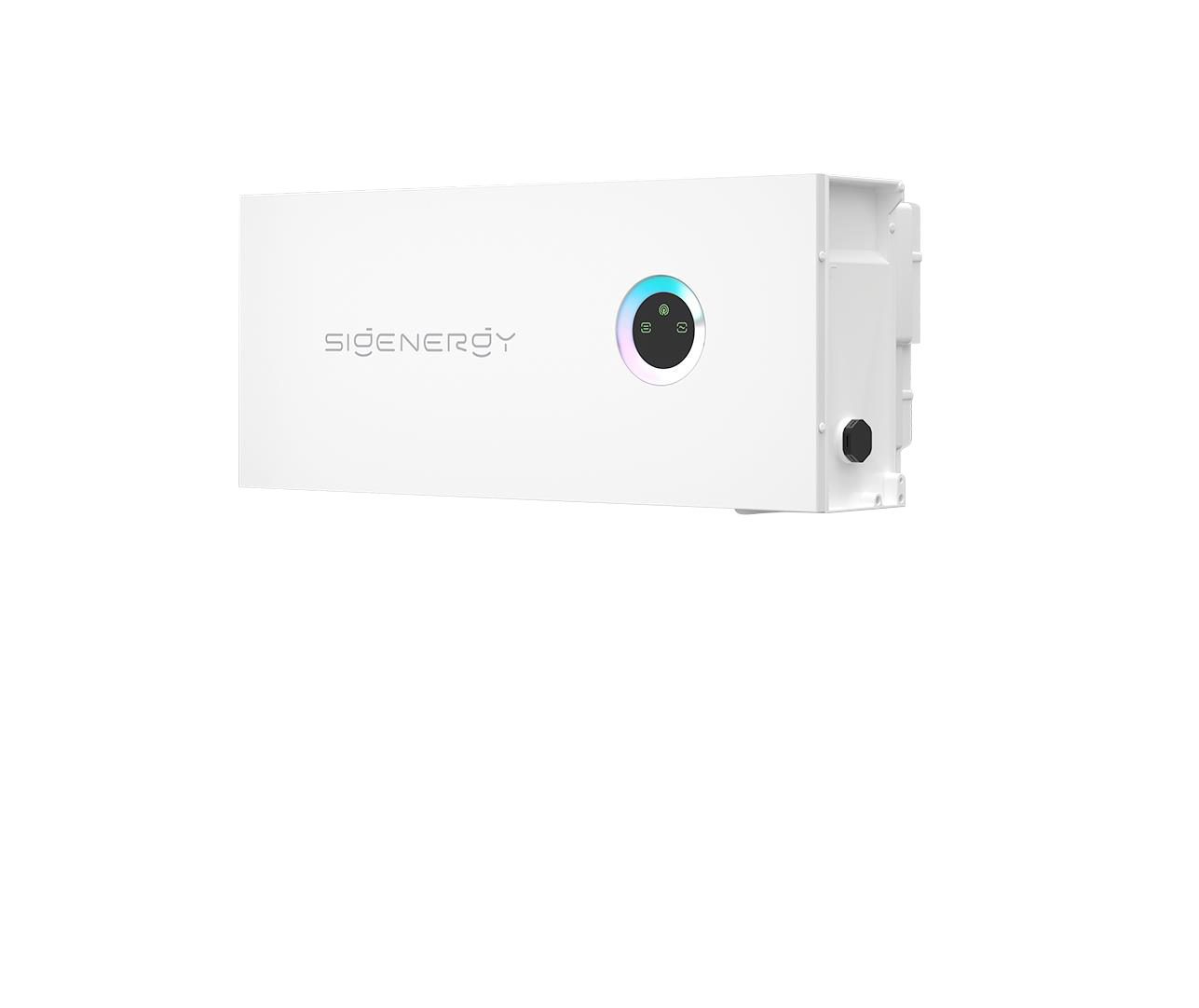 A white box with a blue light on it on a white background.