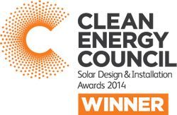 The clean energy council solar design and installation awards 2014 winner logo.