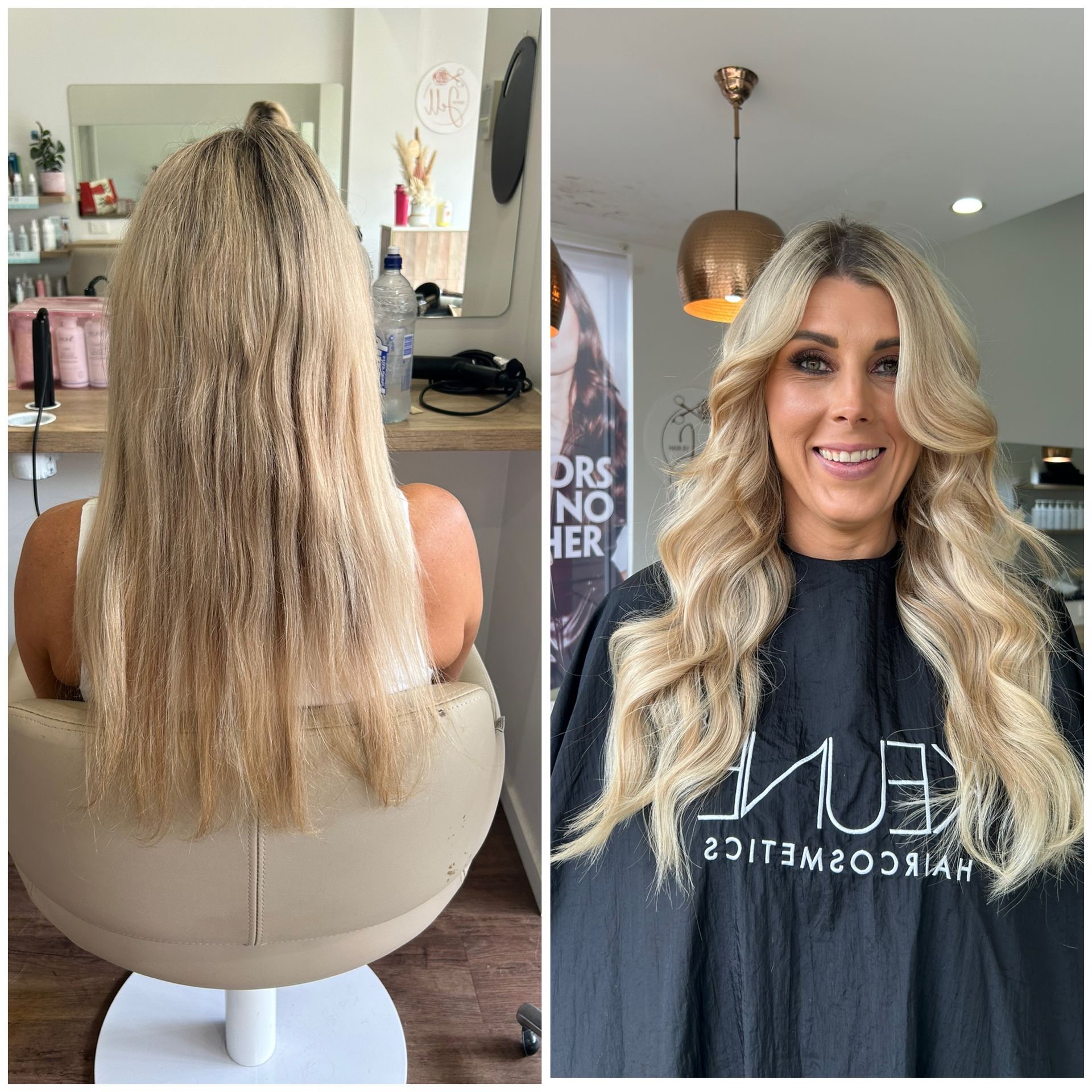 A Woman With Long Blonde Hair Is Sitting In A Chair In A Salon — Hair By Jell In Cannonvale, QLD