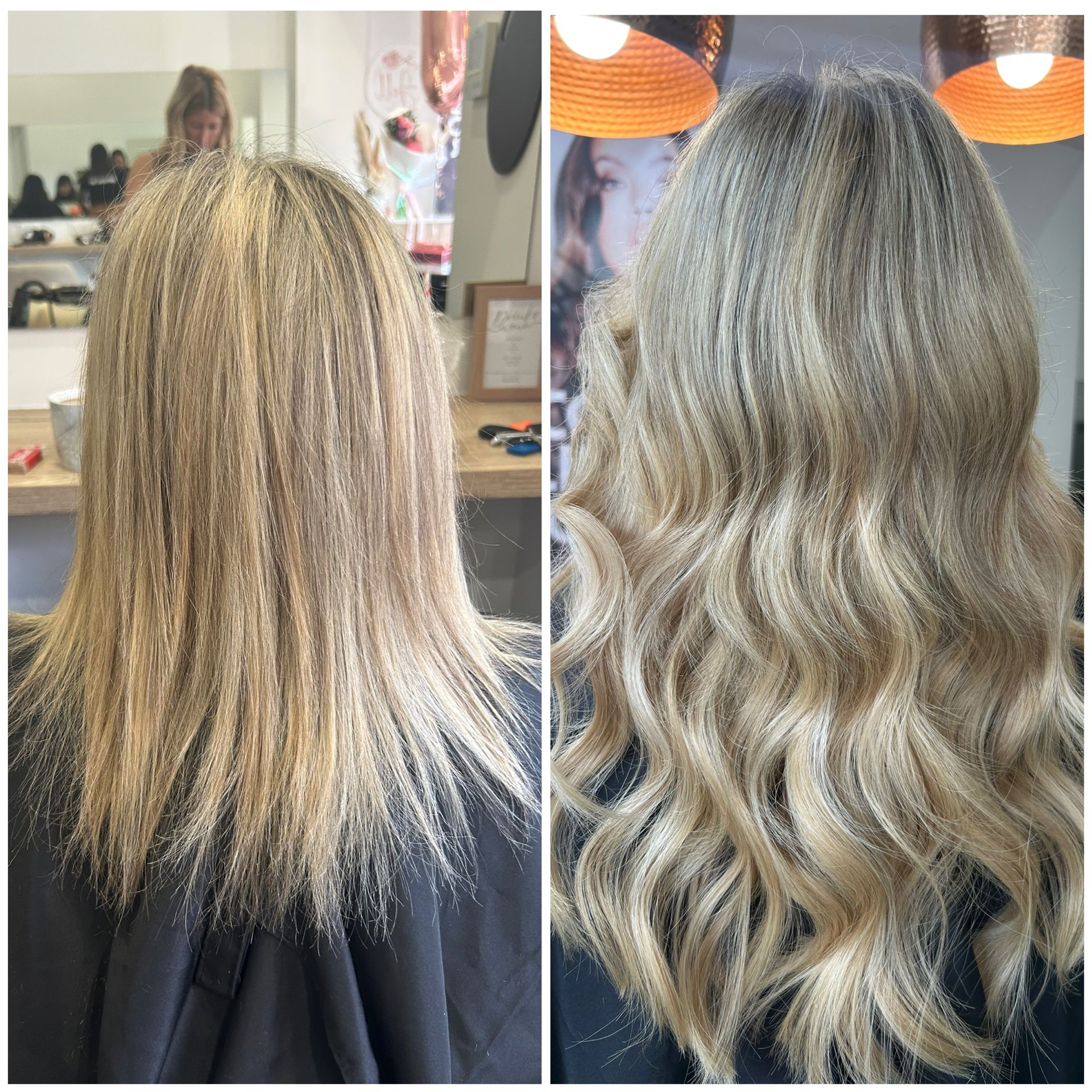 A Woman With Long Wavy Hair is Sitting in a Chair in a Salon — Hair By Jell In Cannonvale, QLD