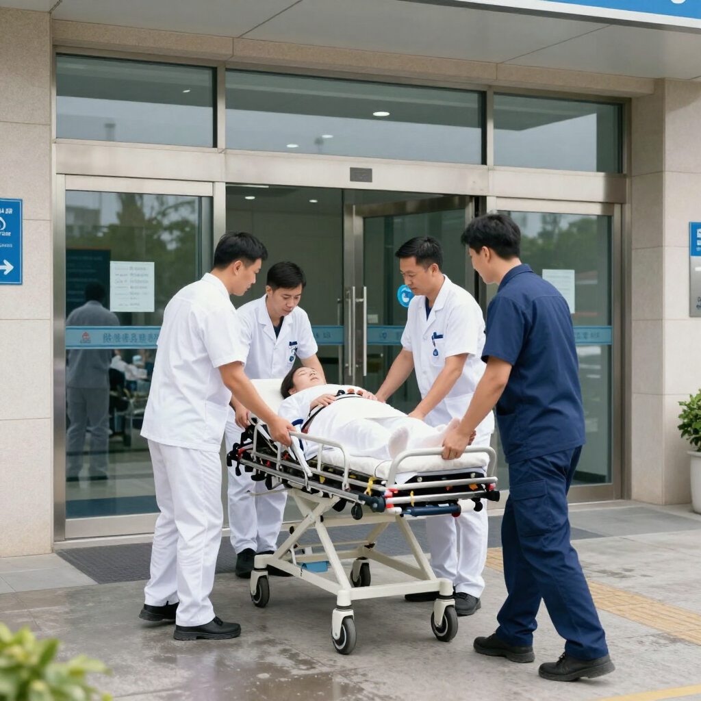 Traslado médico seguro entre hospital y ambulancia
