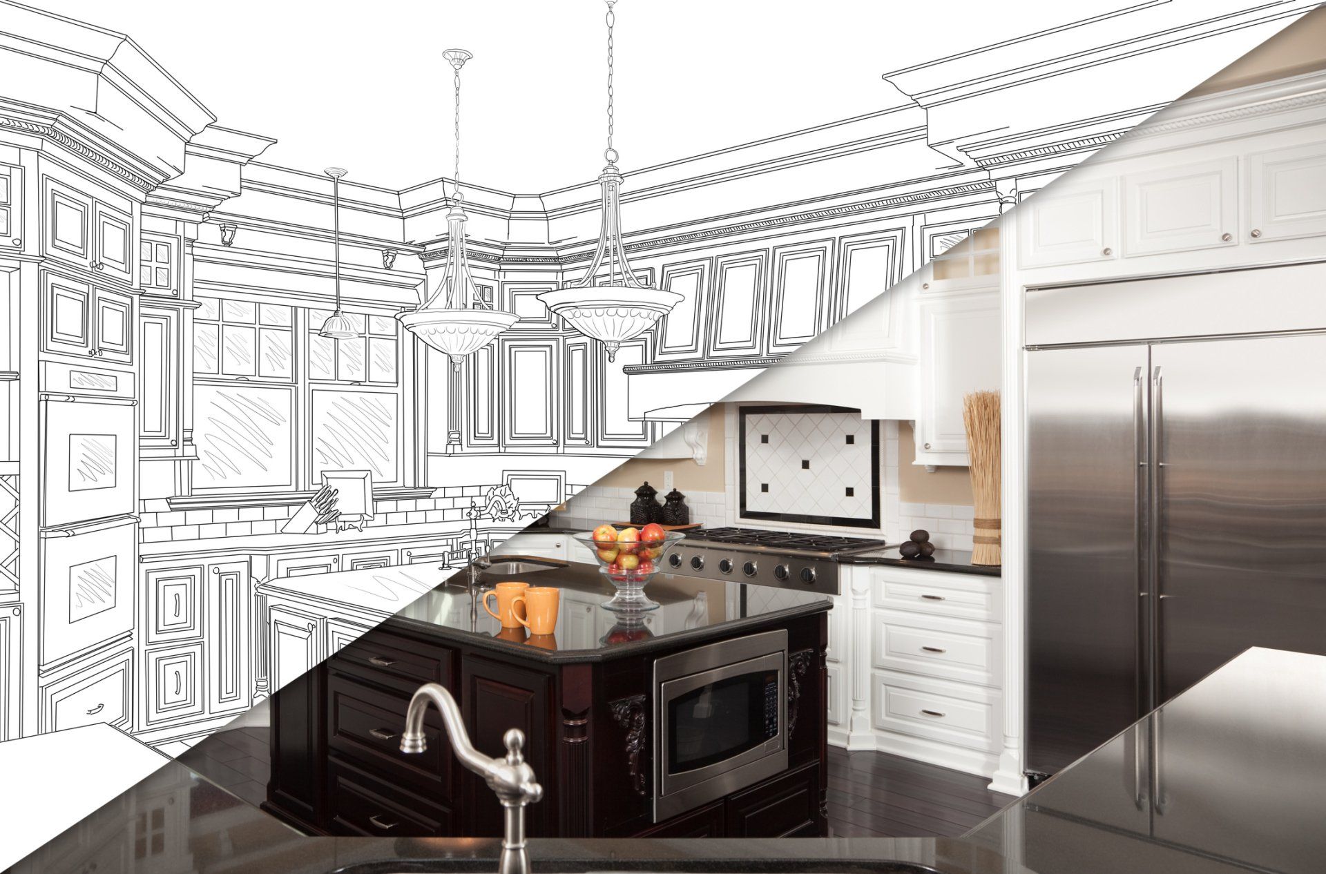 Elegant Kitchen with Wooden Flooring — Anaheim, CA — Interior Affairs