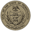 Seal of the State of Pennsylvania. Shield with ship, eagle, and motto 