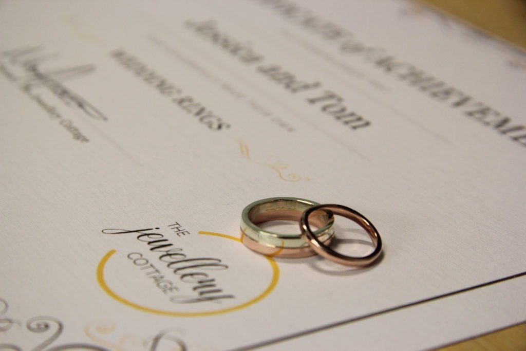 The finished rings on the certificate