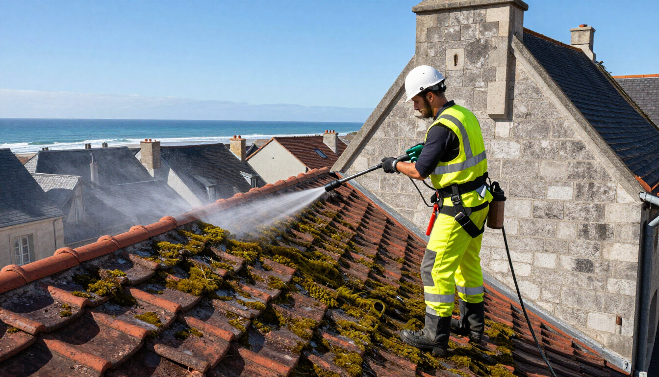 Démoussage de toiture professionnel au Havre par Delacotte Lapert