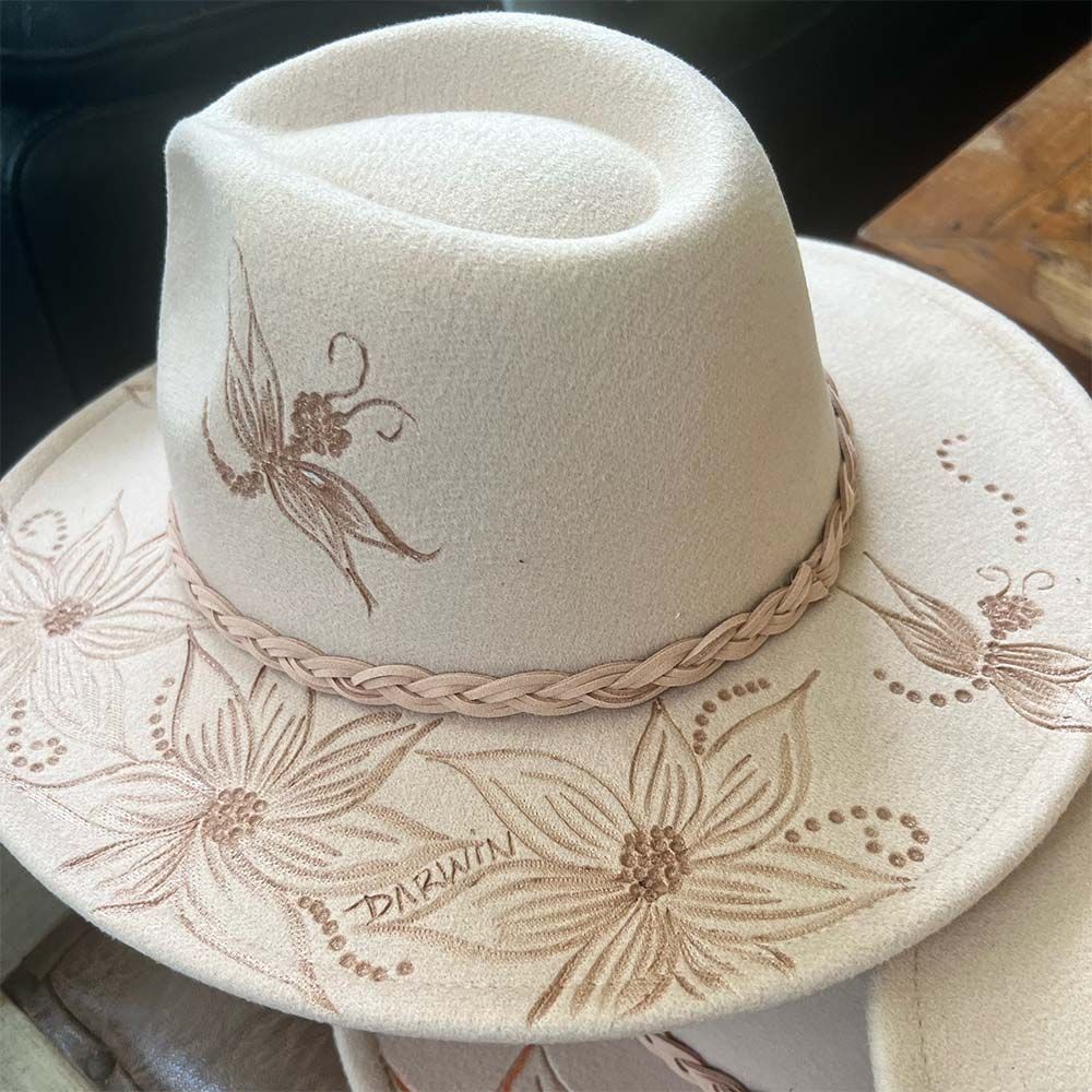 White Hat With Flower Embroidery - Women's Clothing in Darwin