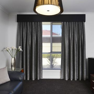 gray curtains in living room