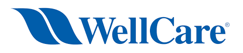 The wellcare logo is blue and white on a white background.