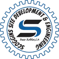 A logo for scoggins site development and engineering