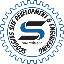 A logo for scoggins site development and engineering