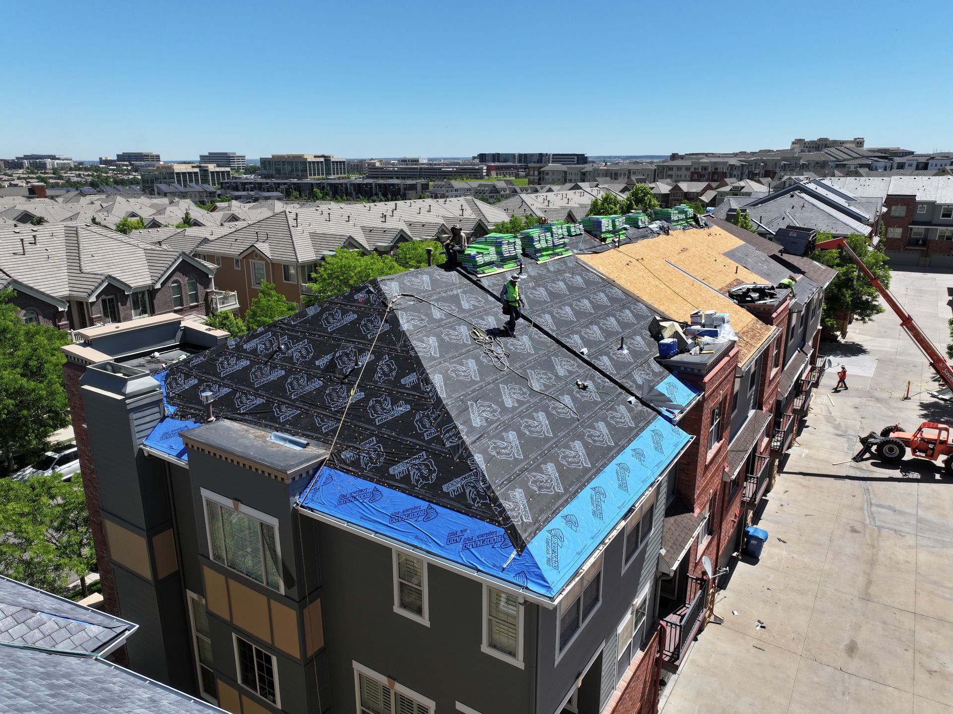Reroofing a condominium complex in an HOA in Southern Colorado, drone inspection