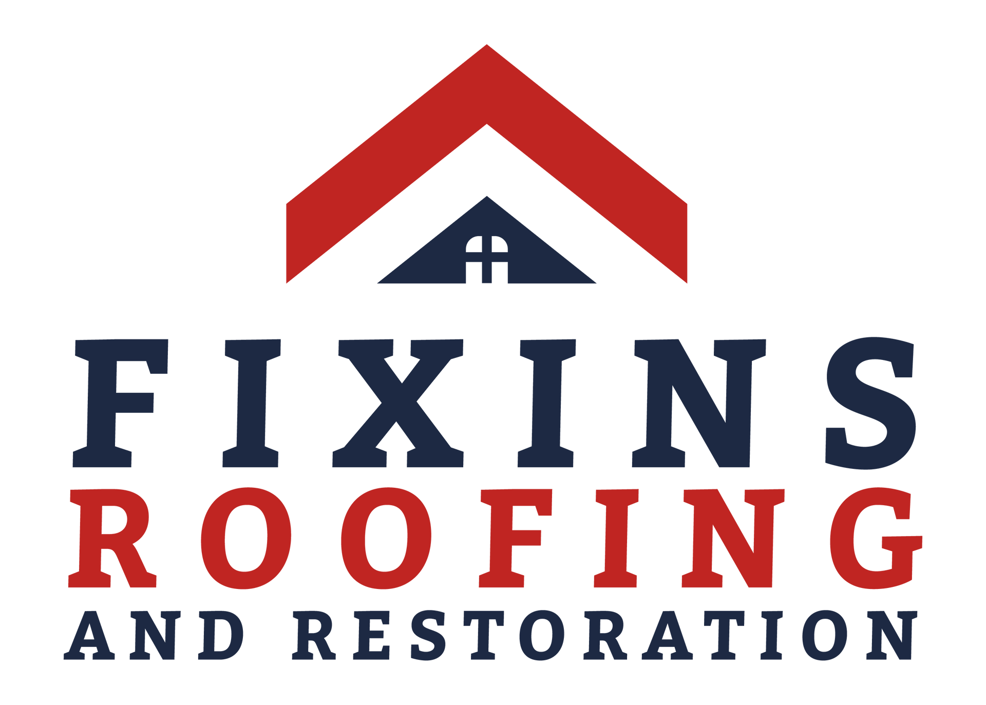 A logo for fixins roofing and home services