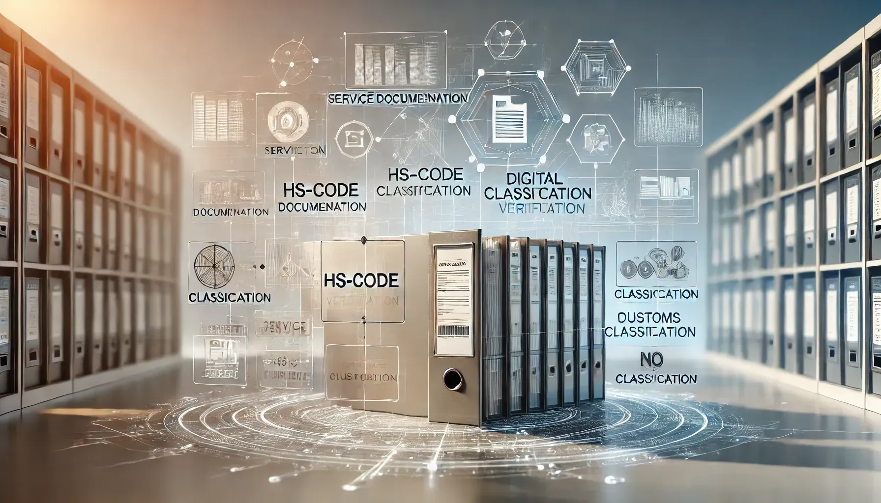 In einem Rechenzentrum liegt eine Reihe Ordner.