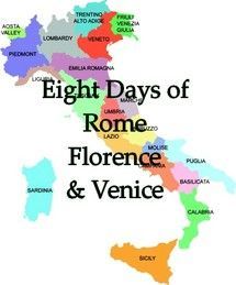 A map of the eight days of rome florence and venice