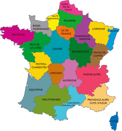A colorful map of france shows the provence-alpes cote d' azur