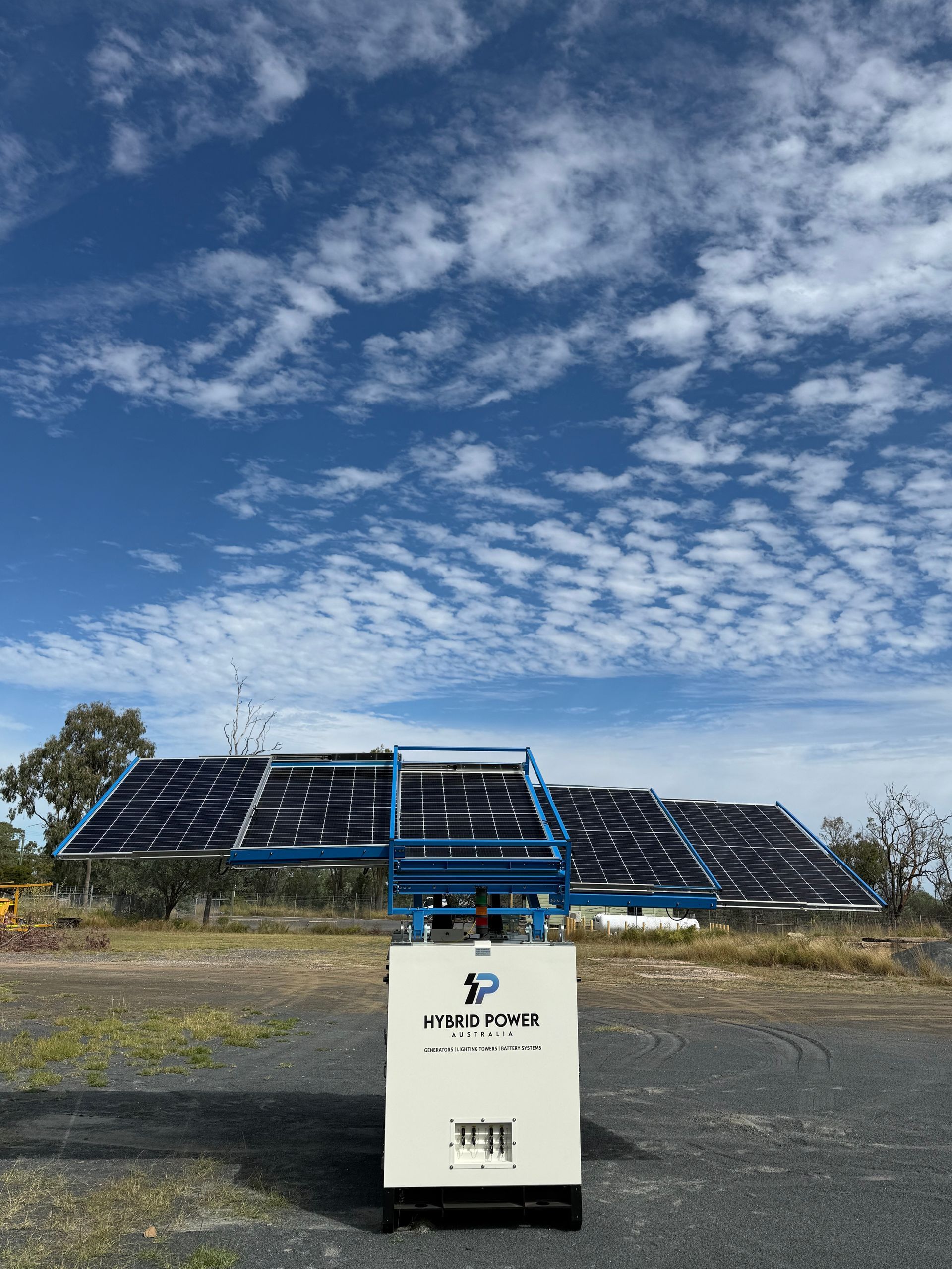 A white generator with solar panels — Hybrid Power Australia In Tieri, QLD