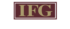 IFG logo with gold letters inside a maroon rectangle with a white border.