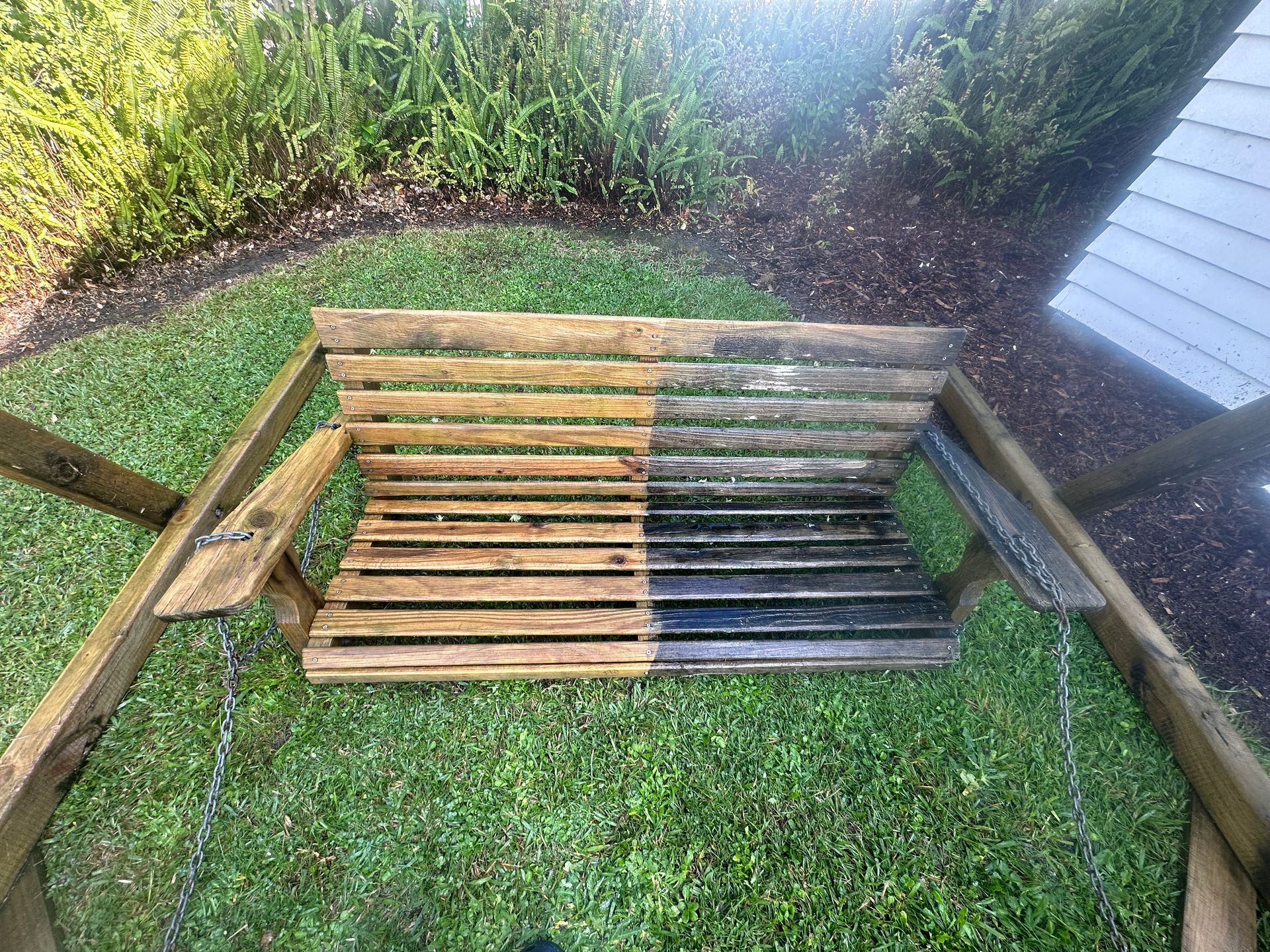Before and After swing seat clean Rodney Warkworth