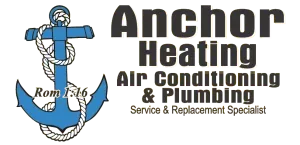 Blue anchor with rope and text 