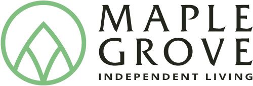 Logo with a green circle around a leaf and text: Maple Grove Senior Duplexes.