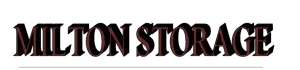Milton Storage logo in dark red and black.