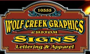 Sign for Wolf Creek Graphics,