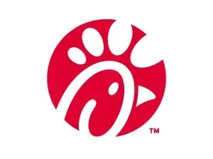 Chick-fil-A logo: White stylized chicken head and footprint in red circle.