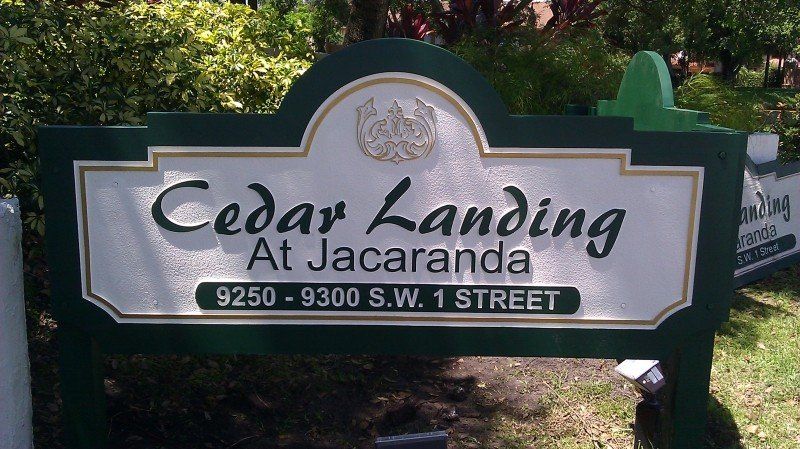 Cedar Landing Sand Blasted Sign | Fort Lauderdale, FL | A Sign On Time