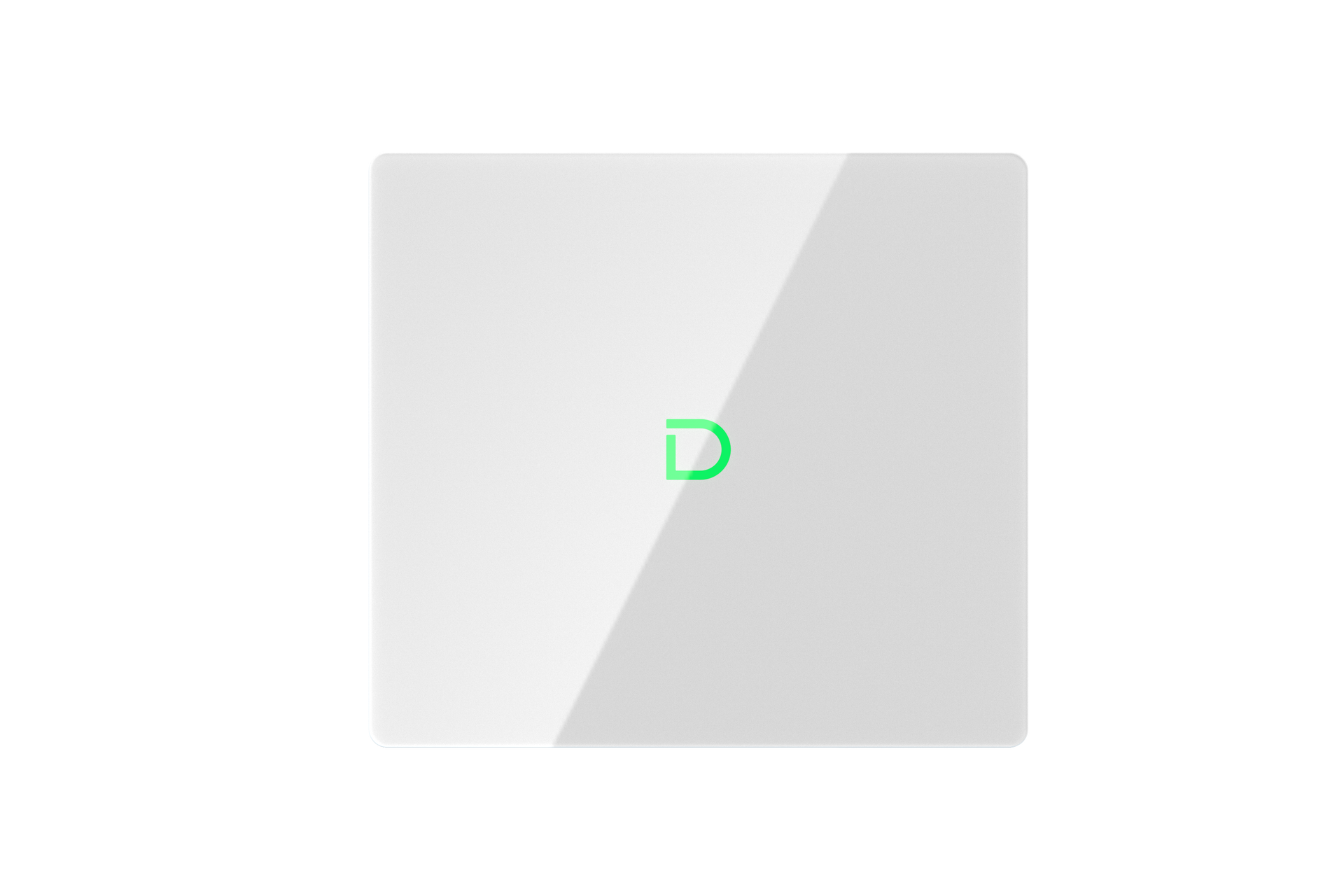 White smart light switch with a green