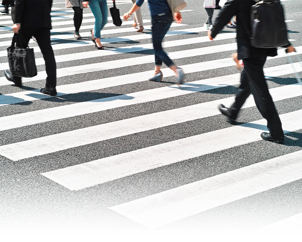 people on pedestrian crossing