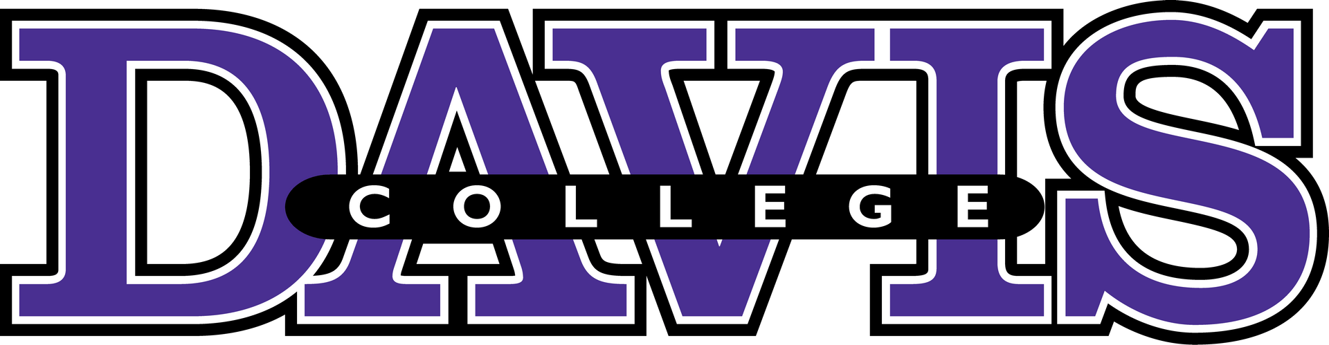 Davis College logo in purple with white trim. The word 