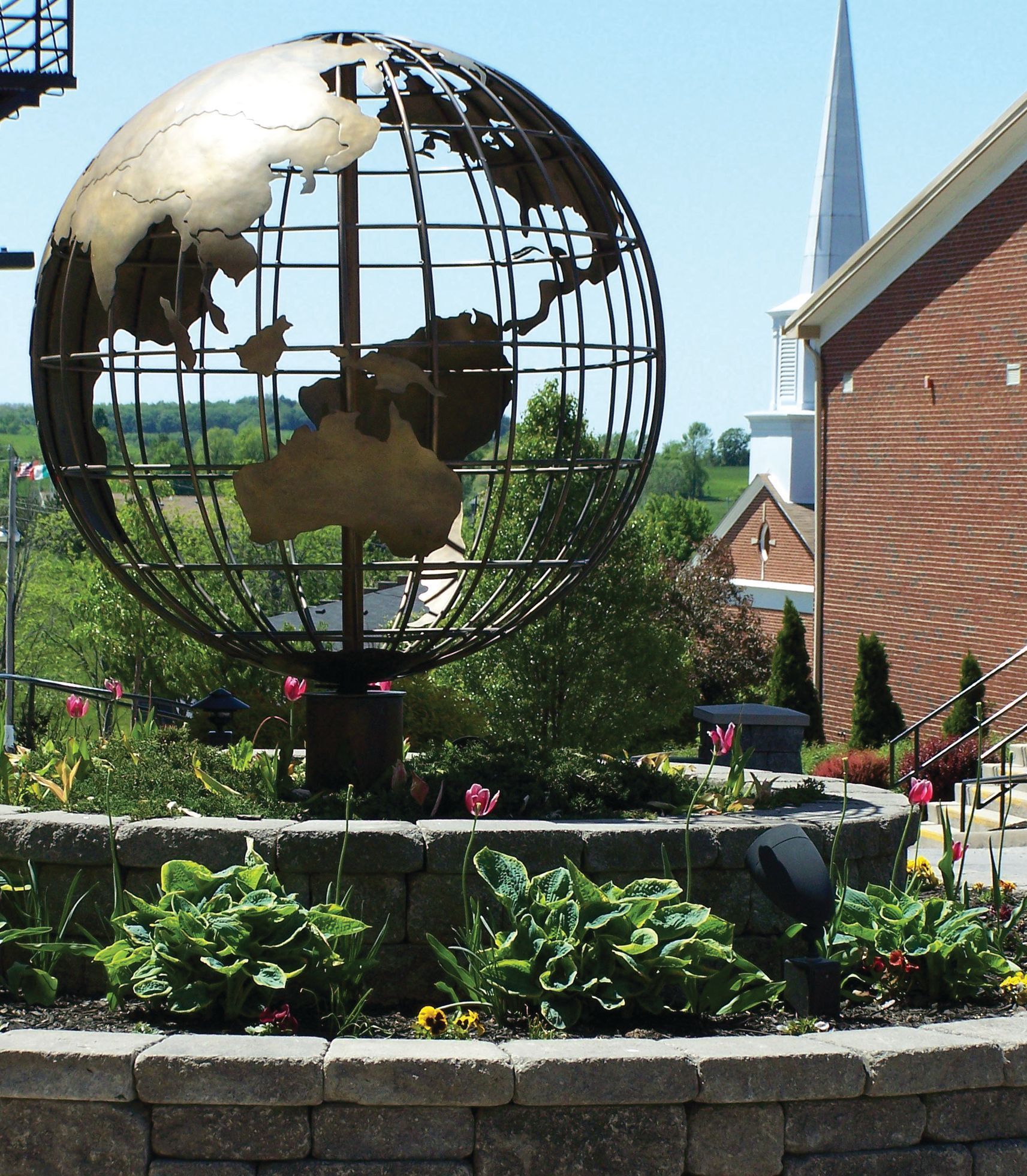 a picture of a globe outside 