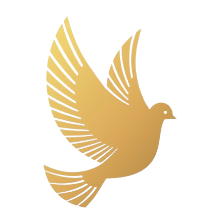 Gold dove in flight.