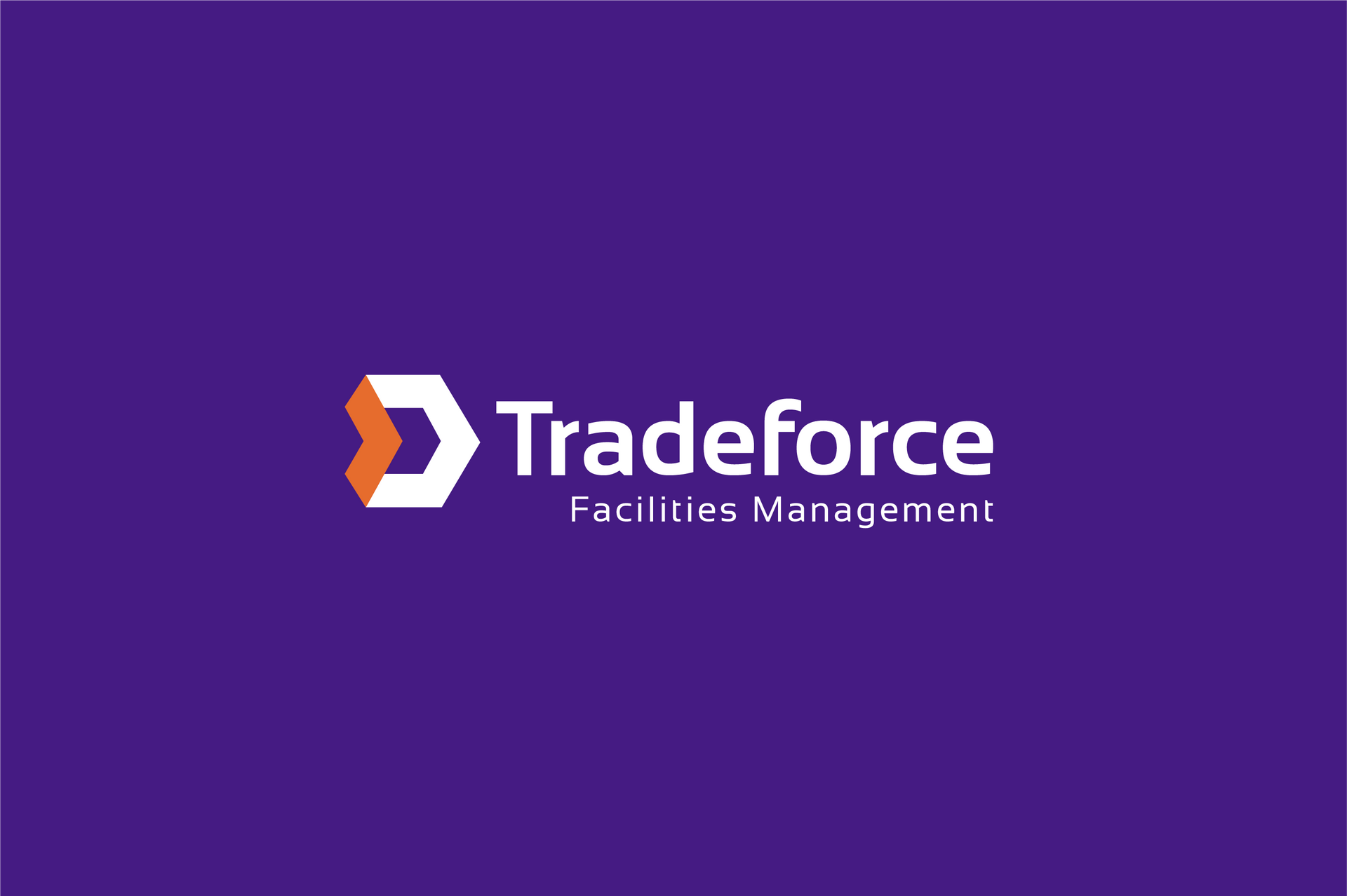 Tradeforce Facilities Management logo on a purple background.