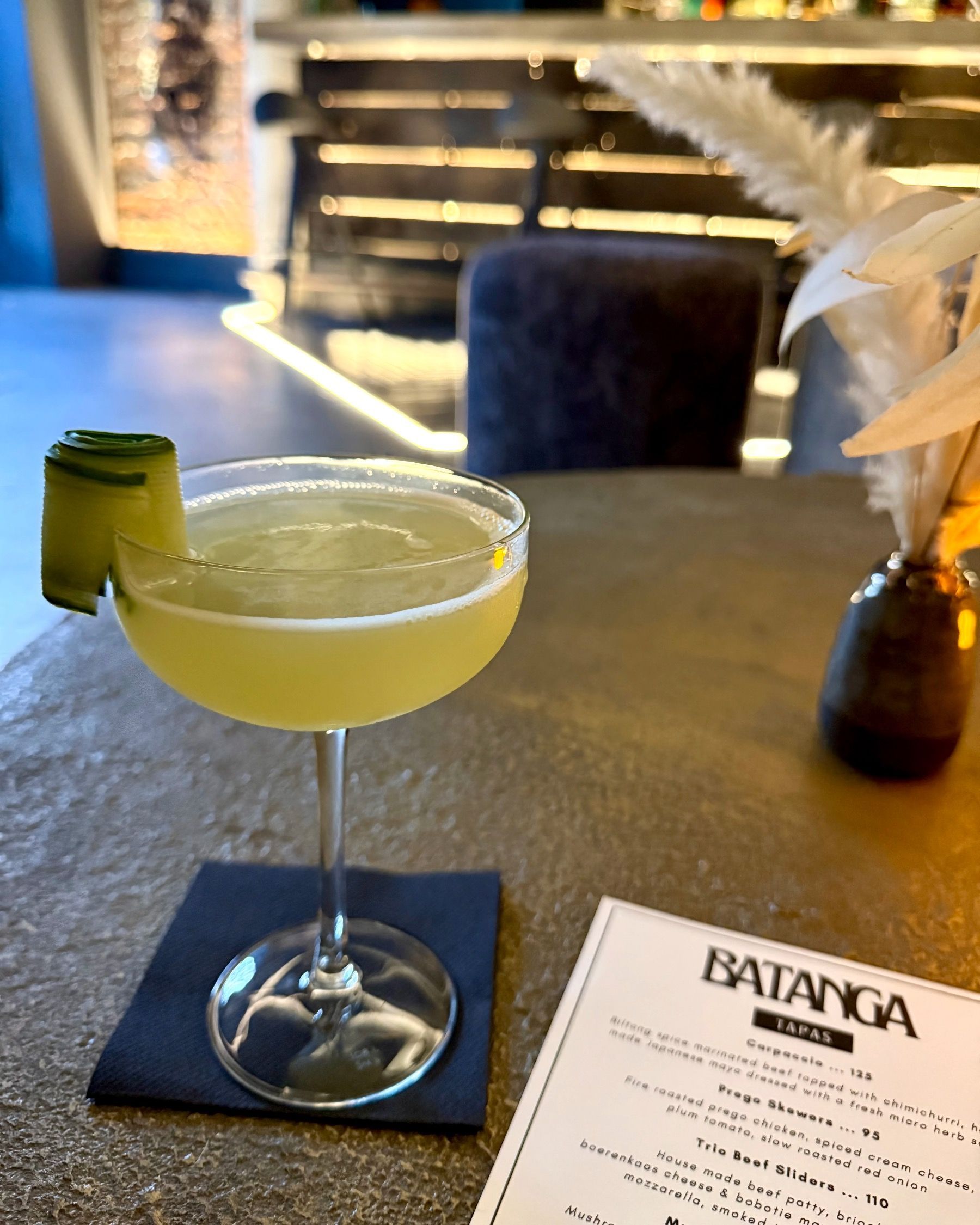 Cucumber and elderflower South Side cocktail at Batanga Cape Town