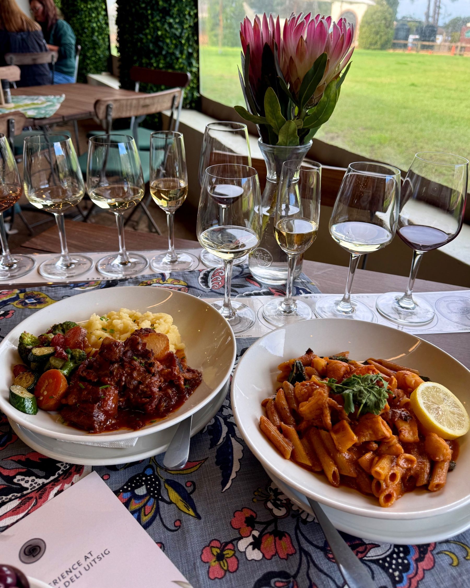 Seafood pasta and oxtail dishes at Chardonnay Deli Uitsig
